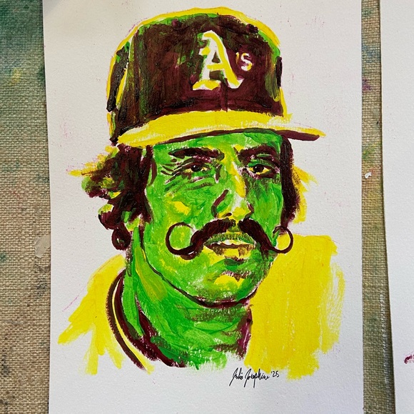 Baseball Rollie Fingers Portrait Art Painting Vibrant Painting